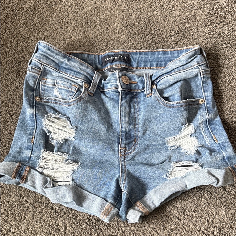 Aeropostale Light Blue Distressed Jean Shorts